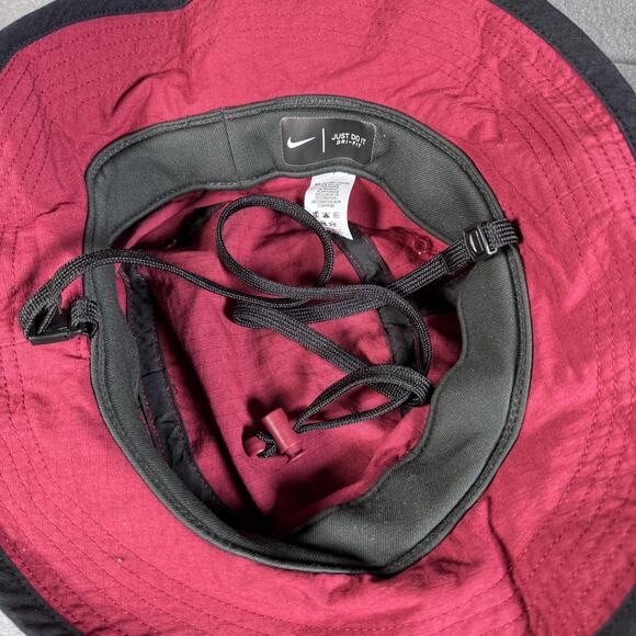 Nike Hat Bucket Fitted‎ Mens Small Burgundy Dri-FIT Chin Cord Boonie CU6611-692 - Picture 9 of 12